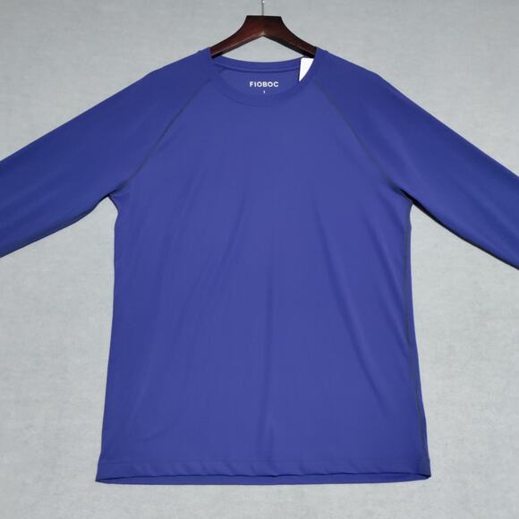 Fioboc Shirt Mens Large PerformancePro Active Crew Neck Long Sleeve Tee Blue NEW - Picture 5 of 16